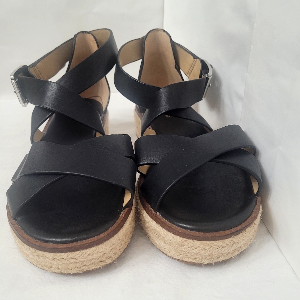 Michael Kors Black Leather Espadrille Sandals "Darby", Brand-new, Size 8.5 - Picture 14 of 14
